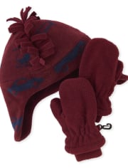 Toddler Boys Car Glacier Fleece Hat And Mittens Set