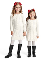 Girls Long Sleeve Cable Knit Matching 