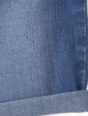 Shorts de mezclilla con puños enrollados para niñas