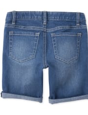 Shorts de mezclilla con puños enrollados para niñas
