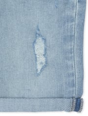 Shorts de mezclilla con puños enrollados para niñas