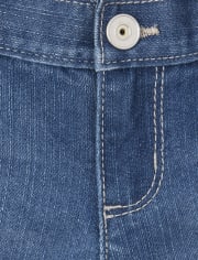 Shorts cortos de mezclilla con puños enrollados para niñas