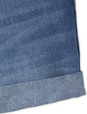 Shorts cortos de mezclilla con puños enrollados para niñas