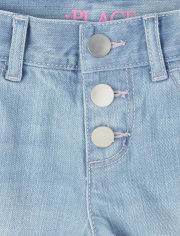 Shorts cortos de mezclilla con botones para niñas