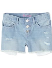 Shorts cortos de mezclilla con botones para niñas
