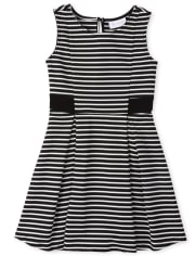 striped fit and flare dress