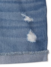 Shorts vaqueros con puños enrollados para niñas