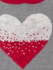 Girls Flip Sequin Heart Sweater Dress