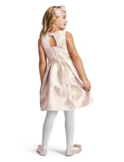 Girls Foil Floral Jacquard Matching Fit And Flare Dress