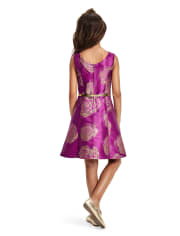 Girls Mommy And Me Metallic Floral Jacquard Matching Fit And Flare Dress