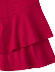 Girls Ponte Knit Tiered Ruffle Dress