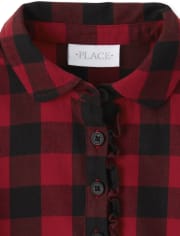 Girls Buffalo Plaid Twill Shirt Dress