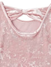 Vestido skater a juego con lazo en la espalda de terciopelo para niñas