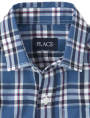 Boys Plaid Poplin Button Down Shirt