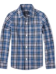 Boys Plaid Poplin Button Down Shirt