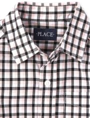 Camisa con botones a juego de popelina a cuadros para niños