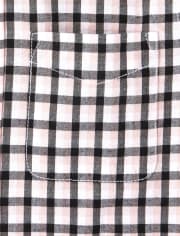 Camisa con botones a juego de popelina a cuadros para niños
