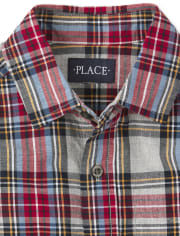 Boys Plaid Poplin Matching Button Down Shirt