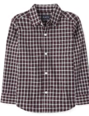Chemise boutonnée assortie en popeline à carreaux pour garçon