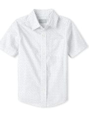 Chemise boutonnée en popeline imprimée pour garçon