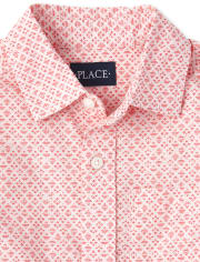 Camisa con botones de popelín con diseño de rombos para niños