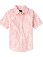 Camisa con botones de popelín con diseño de rombos para niños