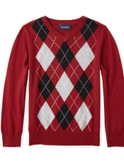 Boys Argyle Matching V-Neck Sweater