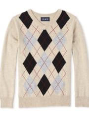 Boys Argyle Matching V-Neck Sweater