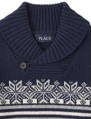 Boys Fair Isle Shawl Collar Sweater