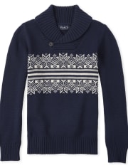 Boys Fair Isle Shawl Collar Sweater