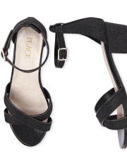 Girls Glitter Low Heel Sandals