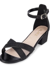 Girls Glitter Low Heel Sandals