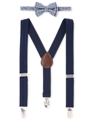 Ensemble nœud papillon et bretelles assortis en chambray pour tout-petit garçon