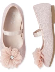 Toddler Girls Glitter Flower Ballet Flats