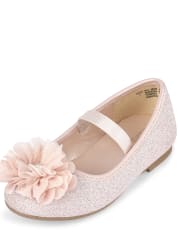 Toddler Girls Glitter Flower Ballet Flats
