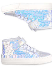 Toddler Girls Holographic Sequin Hi Top Sneakers