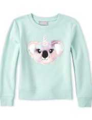 Girls Active Faux Fur Animal French Terry Sweatshirt