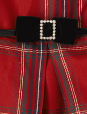 Vestido plisado a juego con cuadros con purpurina para niñas