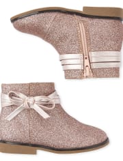 Botines con lazo y purpurina para niñas pequeñas