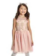 Girls Embroidered Lace Dress
