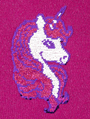Pull licorne à paillettes et rabat pour fille