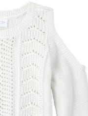 Girls Glitter Cold Shoulder Sweater