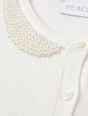Girls Faux Pearl Cardigan