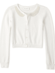 Girls Faux Pearl Cardigan