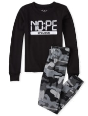 Pyjama en coton ajusté à motif camouflage Nope O'Clock pour garçon