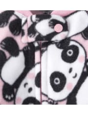 Baby And Toddler Girls Pandacorn Matching Fleece One Piece Pajamas