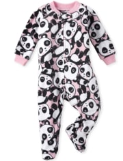 Baby And Toddler Girls Pandacorn Matching Fleece One Piece Pajamas