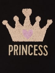 Top con corona de princesa y lentejuelas para niñas