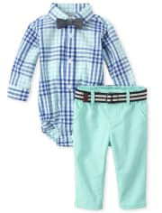Baby Boys Plaid Matching Outfit Set