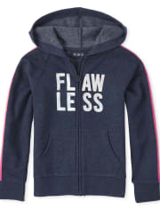 The Childrens Place Girls Active Foil French Terry Zip Up Hoodie